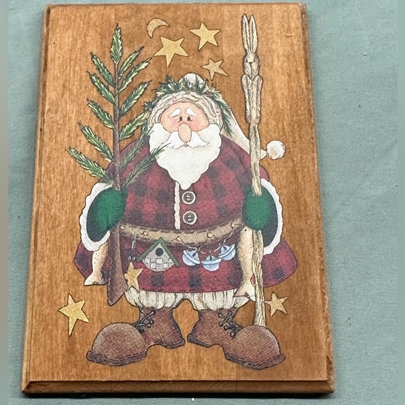 Handmade wooden Santa plaques. Vintage Santa picture on each. - Picture 3 of 5